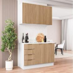 Cozinha Modulada 2 Peças com Tampo 1 Aéreo 3 Portas e 1 Balcão Pia Ipanema Cabecasa Madeiramadeira Amadeirado