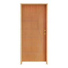 Kit Porta de Madeira 210x82cm Batente 14cm Fechadura Golf Belissima 12 Rodam Imbuia