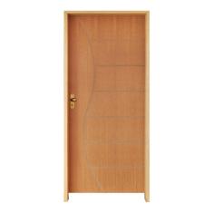 Kit Porta de Madeira 210x62cm Batente 14cm Fechadura Golf Belissima 12 Rodam Imbuia