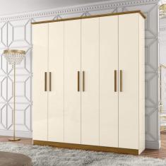 Guarda-Roupa Casal 6 Portas 3 Gavetas Scott Espresso Móveis Off White/Marrom