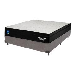 Cama Box Cinza e Colchão Casal Concept Molas Ensacadas Plumatex