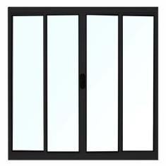 Janela de Alumínio Preto Vitro de Correr 4 Folhas Sem Grade CMC Modula