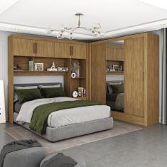Guarda-roupa Casal Modulado 4 Portas Santiago 3 Portas Plus 5 Gavetas com Espelho Cinamomo
