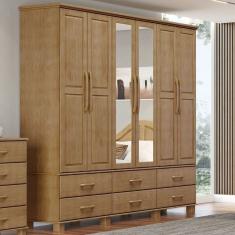 Guarda-roupa Bipartido Casal 6 Portas 6 Gavetas Ouro Freijó