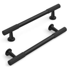 KNOKLOCK Pacote com 10 puxadores de armário de cozinha de 128 mm (5 polegadas) preto fosco puxadores de armário de cozinha puxadores de gaveta para armário guarda-roupa