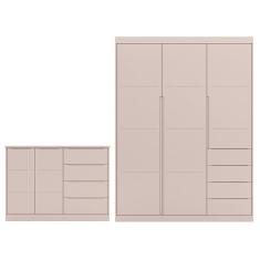 Guarda Roupa 10299 E Cômoda 10297 Infantil Cristal Rosê Phoenix Baby