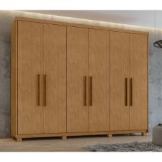 Guarda-roupa 6 Portas 5 Gavetas áries Com Pés Amêndoa Clean