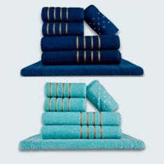 Jogo De Toalhas 12 P?s Cole??o Montreal 100% Algod?o Az+vd