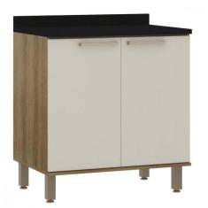 Balcão 2 Portas Com Tampo 80cm Luciane Isis Avela/mocca - LUCIANE MÓVE