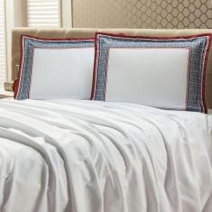 Jogo de Lençol Queen Percal 400 fios Azul Casaborda 3 peças