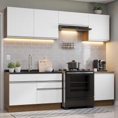 Armário De Cozinha 260Cm Glamy 04 Rustic/Branco