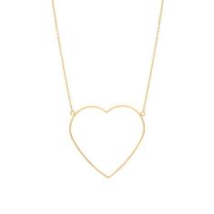 Colar Rommanel Banhado Ouro Pingente Maxi Coração Vazado 532069