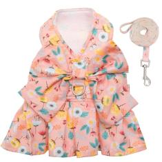 CUSOZWO Conjunto de arnês e coleira para cães pequenos – sem puxão, lindo floral, com coleira curta, para passear ao ar livre, para meninas e meninos, cães pequenos, filhotes, gatos, coelhos (PP-M)