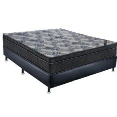 Conjunto Cama Box Colchão Iso Molas Superpocket Ortopillow   Ortobom Preto/Azul