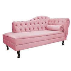 Recamier Diana 185cm Lado Esquerdo Suede Rosa Bebê - Doce Sonho Móveis