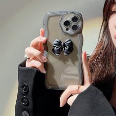 Fashion Wave Frame 3D Bow Silicone Soft Ring Shell Para iphone 14 11 12 13 Pro Max Xr 7 8 Plus SE2 Phone Case, black2, For iPhone 14 ProMax
