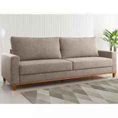 Sofá 3 Lugares 220cm Linho Viero Móveis - Linho Kaki