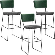 Kit 03 Banqueta Alta Allana L02 Verde Musgo Cinza Escuro