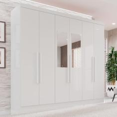 Guarda-roupa Casal com Espelho 6 Portas 2 Gavetas França Branco