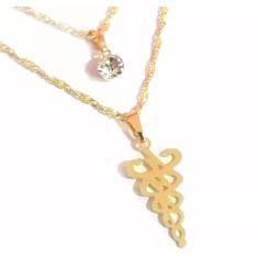 Colar Cordão Duplo Fisioterapia Fisioterapeuta Folheado