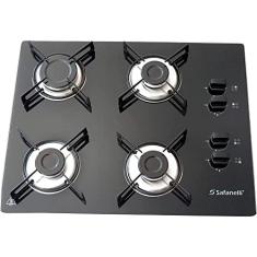 FOGAO COOKTOP 4Q PRETO SEMPLICE SAFANELLI