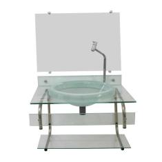 Gabinete Com Cuba Para Banheiro De Vidro Itxx 60Cm Inox - Cubas E Gabi