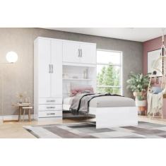 Guarda Roupa Solteiro 4 Portas com Cama e Nicho Cravo - Henn
