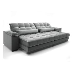 Sofá 4 Lugares Retrátil e Reclinável Majestic Veludo Cinza