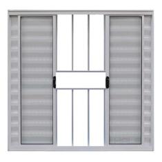 Janela de Alumínio Branco Veneziana de Correr 6 Folhas Com Grade Hale 