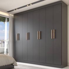 Guarda-Roupa Casal Valparaíso  8 Portas 4 Gavetas Preto - Panorama Móveis