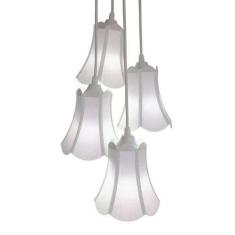 Lustre Pendente Luminária Cacho 4 Cúpulas Paris Linho com Detalhes em 