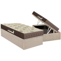 Conjunto Box Baú Solteiro Colchão Espuma Orthoflex D28 - Livorno + Base Crc Suede Clean(88x188)