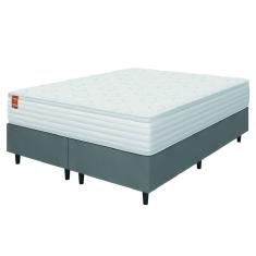 Cama Box Colchão Casal King Molas Ensacadas Real 193x203x65cm Branco / Cinza Inducol