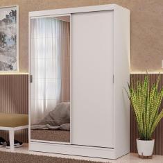 Guarda-Roupa 2 Portas de Correr com Espelho Branco Max Madesa