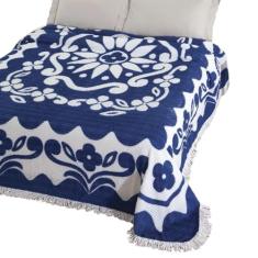 Colcha Chenille Jolitex Casal Flórida Com Franja 2,20x2,40m Azul