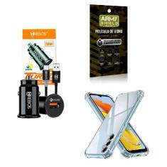 Carregador Veicular Com Capa Galaxy M14 6.6 + Película 3D - Armyshield