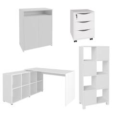 Conjunto Escritório Home Office 4 Peças Side A06 Branco - Mpozenato