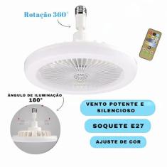Ventilador de Teto LED E27 36W, Solução Completa de Iluminação e Clima