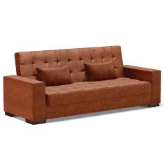Sofá Cama Decorativo 210Cm Beesley Pu Nozes - Gran Belo