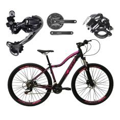 Bicicleta 29 Feminina KSW MWZA Câmbio Shimano Deore 27v K7 Freio Hidráulico Kit 3x9 Suspensão Trava-Feminino