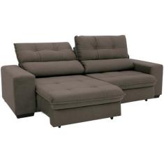 Sofá Retrátil Reclinável 4 Lugares Suede Brunello Linoforte, Marrom Ca