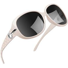 Óculos de Sol Feminino, Joopin Óculos de Sol Polarizado Proteção UV, Óculos Escuros para Mulheres, Óculos Escuros Borboleta. Óculos de Sol Brilhantes de Rhinestone(Branco)