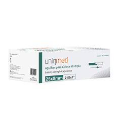 Agulha De Coleta De Sangue Multilpla 25x8mm 100 Unid Uniqmed