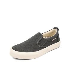 Taos Tênis feminino Rubber Soul Slip-On – Design de lona fresco e limpo com estilo sem esforço, palmilha removível e suporte de arco – Conforto elevado para moda o dia todo, Lona para lavagem a carvão