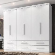 Guarda Roupa Casal 6 Portas 6 Gavetas Maximus Plus Branco Absoluto