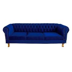 Sofá Chesterfield Duque 3 lugares 2M - Suede Azul Marinho/sala de estar, recepção, barbearia
