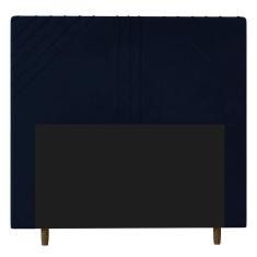 Cabeceira Cama Box Solteiro Lisboa 90cm Veludo Azul Marinho