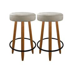 Kit 2 Banqueta Alta Industrial 60 cm Cozinha Bar Balcão Bege