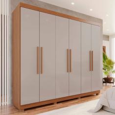 Guarda-Roupa 6 Portas 4 Gavetas New Malibu Espresso Móveis Cinamomo / Off White