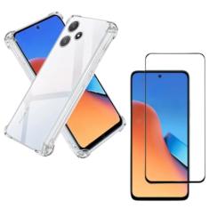Capa Capinha Anti Impacto + Película Premium 9D Cerâmica Para Redmi 12 Tela De 6,79 Polegadas - (Bluepink)